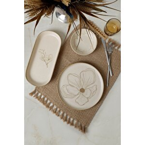 Taupe Bloom Kahvaltı Takımı 12 Parça 6 Kişilik 22519-28-29