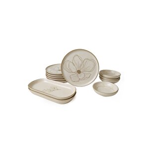 Taupe Bloom Kahvaltı Takımı 12 Parça 6 Kişilik 22519-28-29
