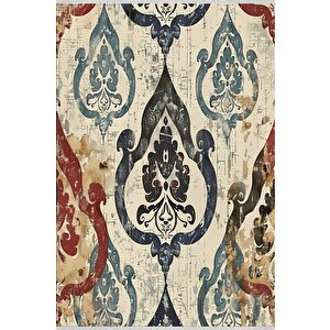 Oriental Desenli Halı – Lacivert, Kırmızı, Bej Ve Mavi – Etkileyici Klasik Dokunuş, Makinede Yıkanabilir, Kaymaz Taban, Evcil Hayvan Dostu 100x100 cm