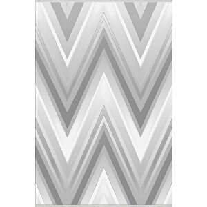 Zikzak Modern Halı – Gri Ve Beyaz – Geometrik Chevron Deseni, Pamuk Dokuma Taban, Makinede Yıkanabilir, Kolay Temizlenebilir, Toz Ve Tüy Tutmaz, Kaymaz, Evcil Hayvan Dostu