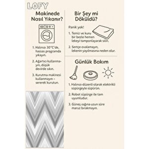 Zikzak Modern Halı – Gri Ve Beyaz – Geometrik Chevron Deseni, Pamuk Dokuma Taban, Makinede Yıkanabilir, Kolay Temizlenebilir, Toz Ve Tüy Tutmaz, Kaymaz, Evcil Hayvan Dostu