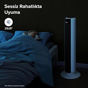 Vantilatör, 28db Sessiz Kule Tipi, Güçlü 7m/s, 7m Atım Mesafesi, 5 Hız Seviyesi, 4 Mod, 12 Saat Zamanlayıcı, 90 Derece Salınımlı Fan, 92 Cm, Yatak Odası Için Soğutma, Uzaktan Kumandalı