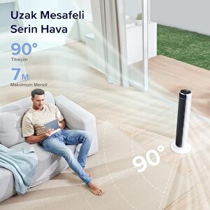 Levoit Vantilatör, 28db Sessiz Kule Tipi, Güçlü 7m/s, 7m Atım Mesafesi, 5 Hız Seviyesi, 4 Mod, 12 Saat Zamanlayıcı, 90 Derece Salınımlı Fan, 92 Cm, Yatak Odası Için Soğutma, Uzaktan Kumandalı