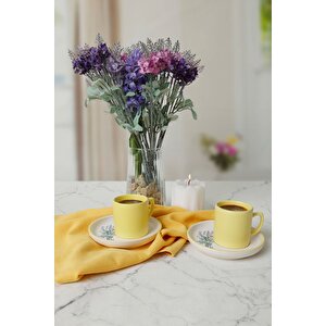 Elegant Blossoms Sarı Kahve Takımı 4 Parça 2 Kişilik 21790