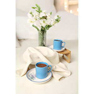 Keramika Elegant Blossoms Mavi Kahve Takımı 4 Parça 2 Kişilik 21789