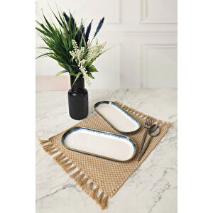Reaktif Kobalt Noyan Kayık Tabak 26 Cm 2 Adet Q82