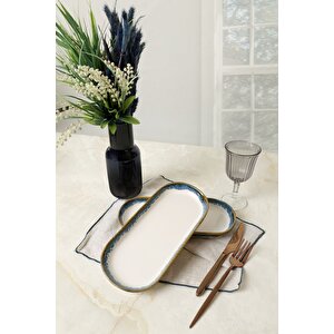 Reaktif Kobalt Noyan Kayık Tabak 26 Cm 2 Adet Q82