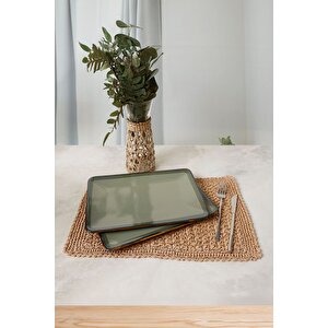 Reaktif Yeşil Siera Kayık Tabak 31*21 Cm 2 Adet Q84