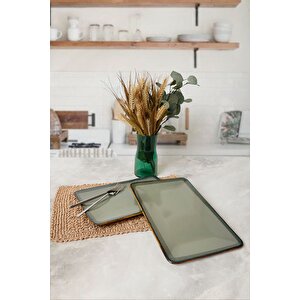 Reaktif Yeşil Siera Kayık Tabak 31*21 Cm 2 Adet Q84