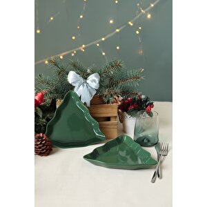 Yeşil Çam Kayık Tabak 22 Cm 2 Adet 308
