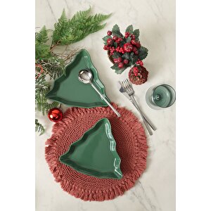 Yeşil Çam Kayık Tabak 22 Cm 2 Adet 308