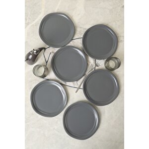 Mat Gri Bloom Pasta Tabağı 24 Cm 6 Adet 959