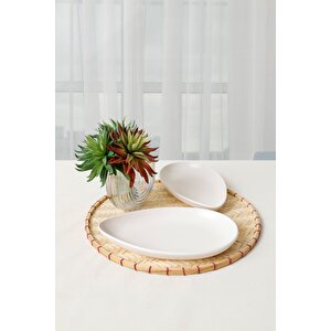 Mat Beyaz Serenity Kayık Tabak 24 Cm 2 Adet 022