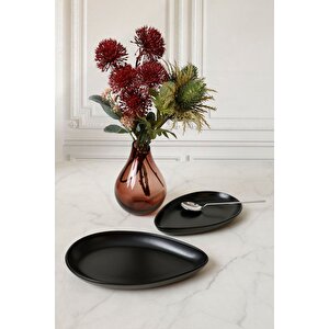 Mat Siyah Serenity Kayık Tabak 24 Cm 2 Adet 956