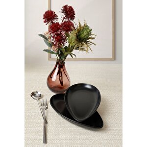 Mat Siyah Serenity Kayık Tabak 24 Cm 2 Adet 956