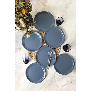 Mat Mavi Bloom Pasta Tabağı 24 Cm 6 Adet 399