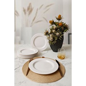 Beyaz İyonya Pasta Tabağı 22 Cm 6 Adet 006