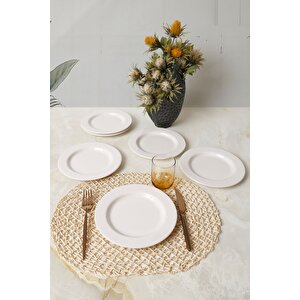 Beyaz İyonya Pasta Tabağı 22 Cm 6 Adet 006