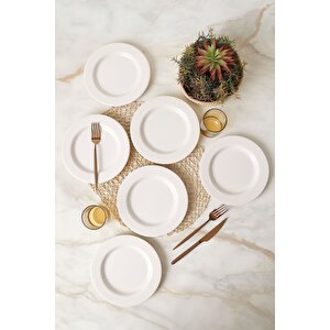 Beyaz İyonya Pasta Tabağı 22 Cm 6 Adet 006