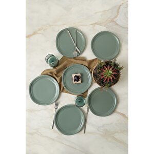 Mat Yeşil Bloom Pasta Tabağı 24 Cm 6 Adet 322