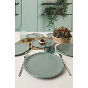 Mat Yeşil Bloom Pasta Tabağı 24 Cm 6 Adet 322