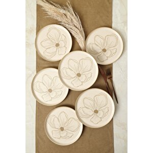 Taupe Bloom Nordıc Pasta Tabağı 22 Cm 6 Adet 22529