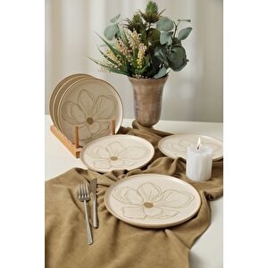 Taupe Bloom Nordıc Pasta Tabağı 22 Cm 6 Adet 22529