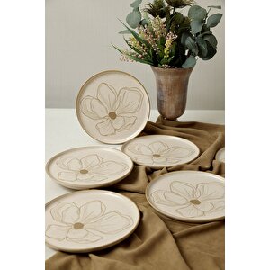 Taupe Bloom Nordıc Pasta Tabağı 22 Cm 6 Adet 22529