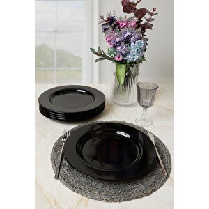 Siyah Assos Servis Tabağı 28 Cm 6 Adet 650