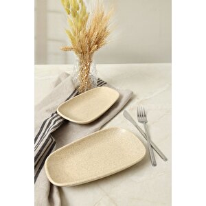 Mat Krem Tetra Kayık Tabak 21 Cm 2 Adet 039