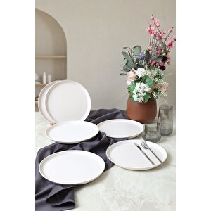 Mat Beyaz Hitit Servis Tabağı 25 Cm 6 Adet 022