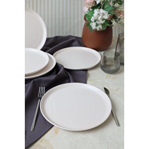 Mat Beyaz Hitit Servis Tabağı 25 Cm 6 Adet 022