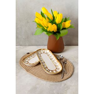 Worn Gold Noyan Kayık Tabak 26 Cm 2 Adet 22967