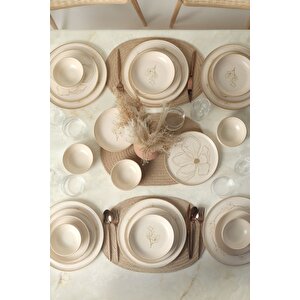 Taupe Bloom Nordıc Yemek Takımı 24 Parça 6 Kişilik 22519-20-28-29
