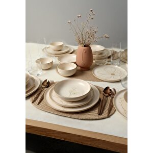 Taupe Bloom Nordıc Yemek Takımı 24 Parça 6 Kişilik 22519-20-28-29