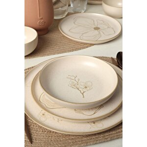 Taupe Bloom Nordıc Yemek Takımı 24 Parça 6 Kişilik 22519-20-28-29