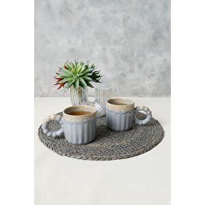 Shizen Gri İnci Kulplu Senta Kupa 8 Cm 2 Adet 613