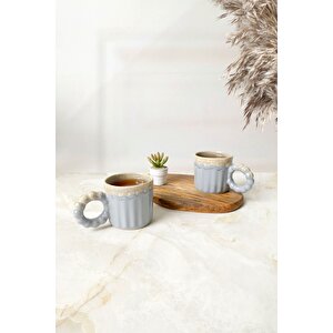 Shizen Gri İnci Kulplu Senta Kupa 8 Cm 2 Adet 613