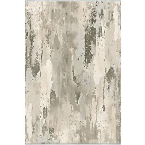 Soyut Desenli Halı – Bej Ve Gri – Makinede Yıkanabilir, Kaymaz Ve İnce Tabanlı 160x230 cm