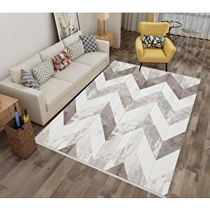 Zikzak Halı – Bej, Krem Ve Kahverengi – Geometrik Chevron Deseni, Pamuk Dokuma Taban, Makinede Yıkanabilir, Kolay Temizlenebilir, Toz Ve Tüy Tutmaz, Kaymaz, Evcil Hayvan Dostu