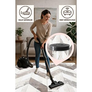 Zikzak Halı – Bej, Krem Ve Kahverengi – Geometrik Chevron Deseni, Pamuk Dokuma Taban, Makinede Yıkanabilir, Kolay Temizlenebilir, Toz Ve Tüy Tutmaz, Kaymaz, Evcil Hayvan Dostu