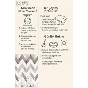 Zikzak Halı – Bej, Krem Ve Kahverengi – Geometrik Chevron Deseni, Pamuk Dokuma Taban, Makinede Yıkanabilir, Kolay Temizlenebilir, Toz Ve Tüy Tutmaz, Kaymaz, Evcil Hayvan Dostu