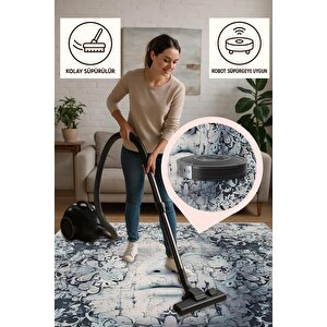 Zamansız Yüz Halı – Lacivert, Lila Ve Pudra – Sanatsal Portre Deseni