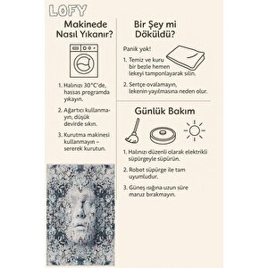 Zamansız Yüz Halı – Lacivert, Lila Ve Pudra – Sanatsal Portre Deseni