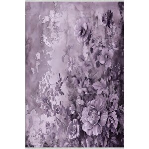 Gül Desenli Halı – Mor Ve Lila – Sanatsal Çiçek Tasarımı, Makinede Yıkanabilir, Kaymaz Ve İnce Tabanlı 100x100 cm