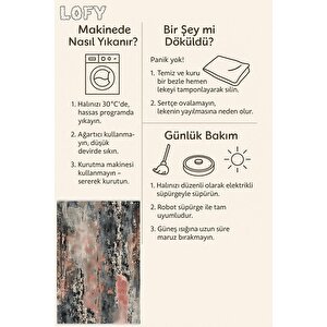 Soyut Desenli Halı – Pembe, Siyah Ve Krem – Modern Renk Geçişleriyle Şık Görünüm, Makinede Yıkanabilir, Kaymaz Taban, Pamuk Dokuma Taban