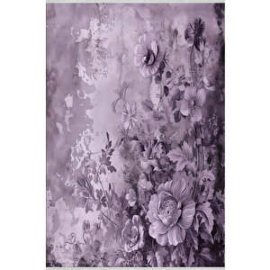 Gül Desenli Halı – Mor Ve Lila – Sanatsal Çiçek Tasarımı, Makinede Yıkanabilir, Kaymaz Ve İnce Tabanlı 200x220 cm
