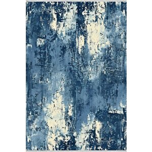 Soyut Modern Halı – Lacivert Ve Krem – Canlı Ve Çarpıcı Tasarım, Makinede Yıkanabilir, Pamuk Dokuma Taban, Kolay Temizlenebilir, Kaymaz, Toz Tutmaz, Evcil Hayvan Dostu 200x220 cm