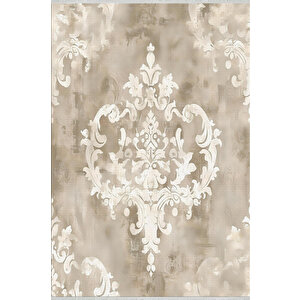 Klasik Damask Desenli Halı – Bej Ve Krem – Zamansız Asaletin Modern Yorumu, Makinede Yıkanabilir, Kolay Temizlenebilir, Kaymaz Taban, Pamuk Dokuma Taban, Evcil Hayvan Dostu 160x350 cm