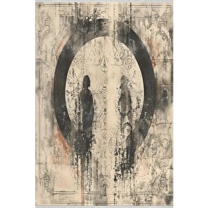 Halı – Bej; Siyah – Figüratif Desen, Pamuk Dokuma Taban, Makinede Yıkanabilir, Kolay Temizlenebilir, Toz Ve Tüy Tutmaz, Kaymaz, Evcil Hayvan Dostu 120x180 cm